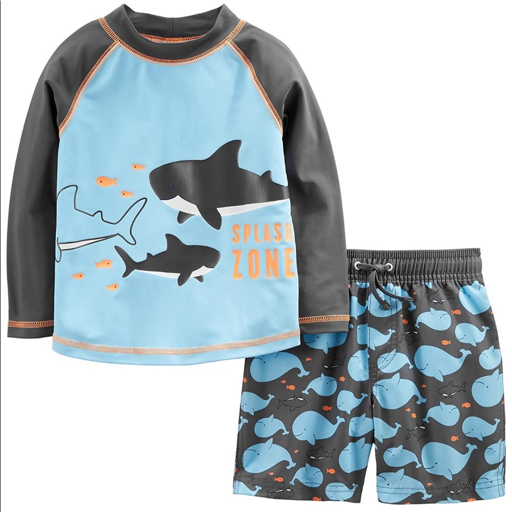 Baby Boys' 2-Piece Swimsuit Trunk and Rashguard